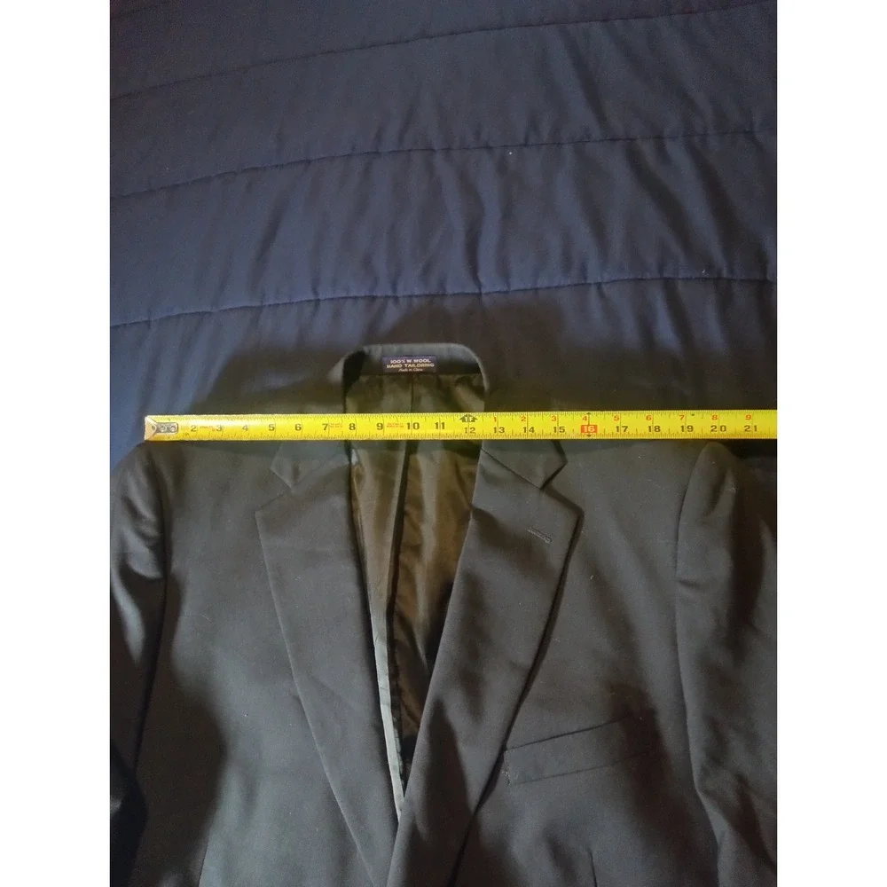 Alan Flusser Blazer Men's‎ Black Gold Button Sport Coat Jacket Sz 48L 100% Wool